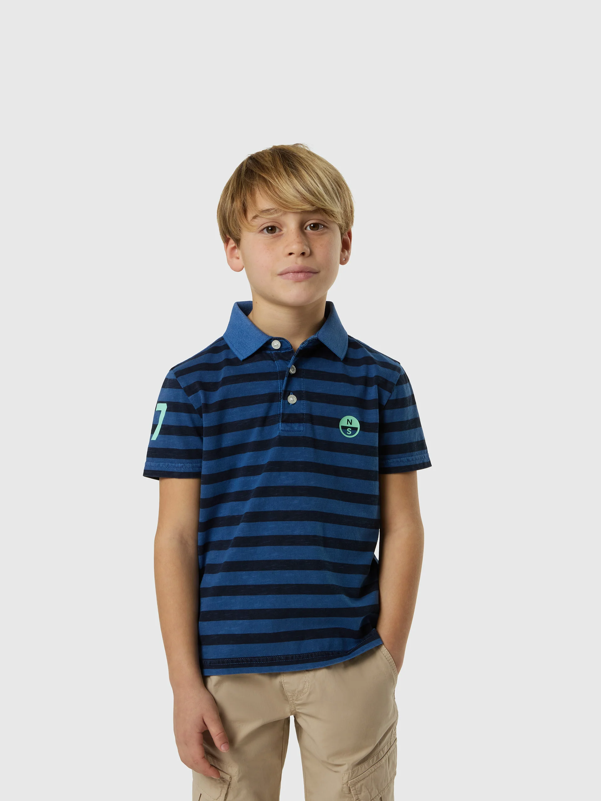 Striped slub jersey polo shirt - Image 8
