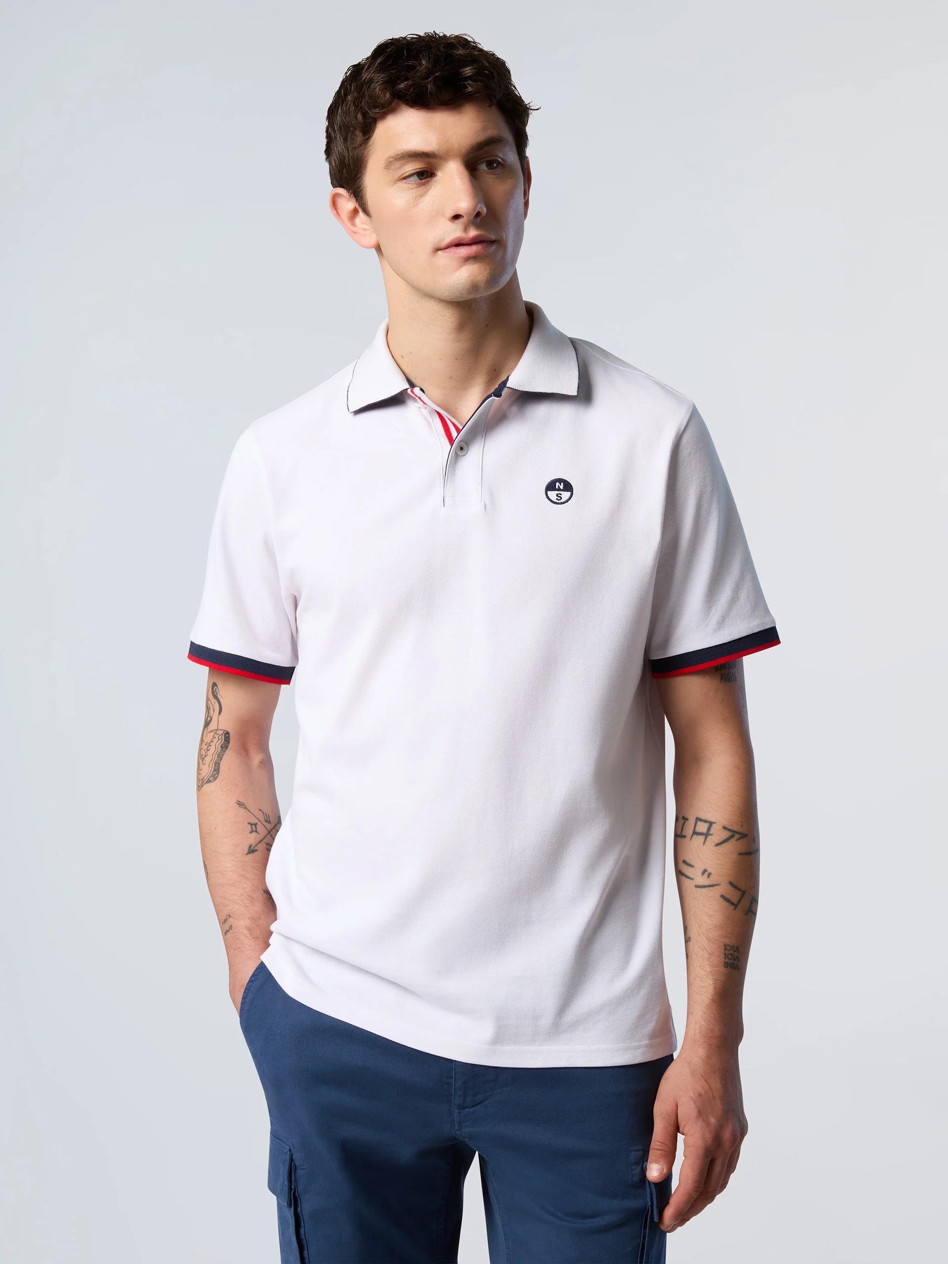 Polo shirt with striped placket - Image 2