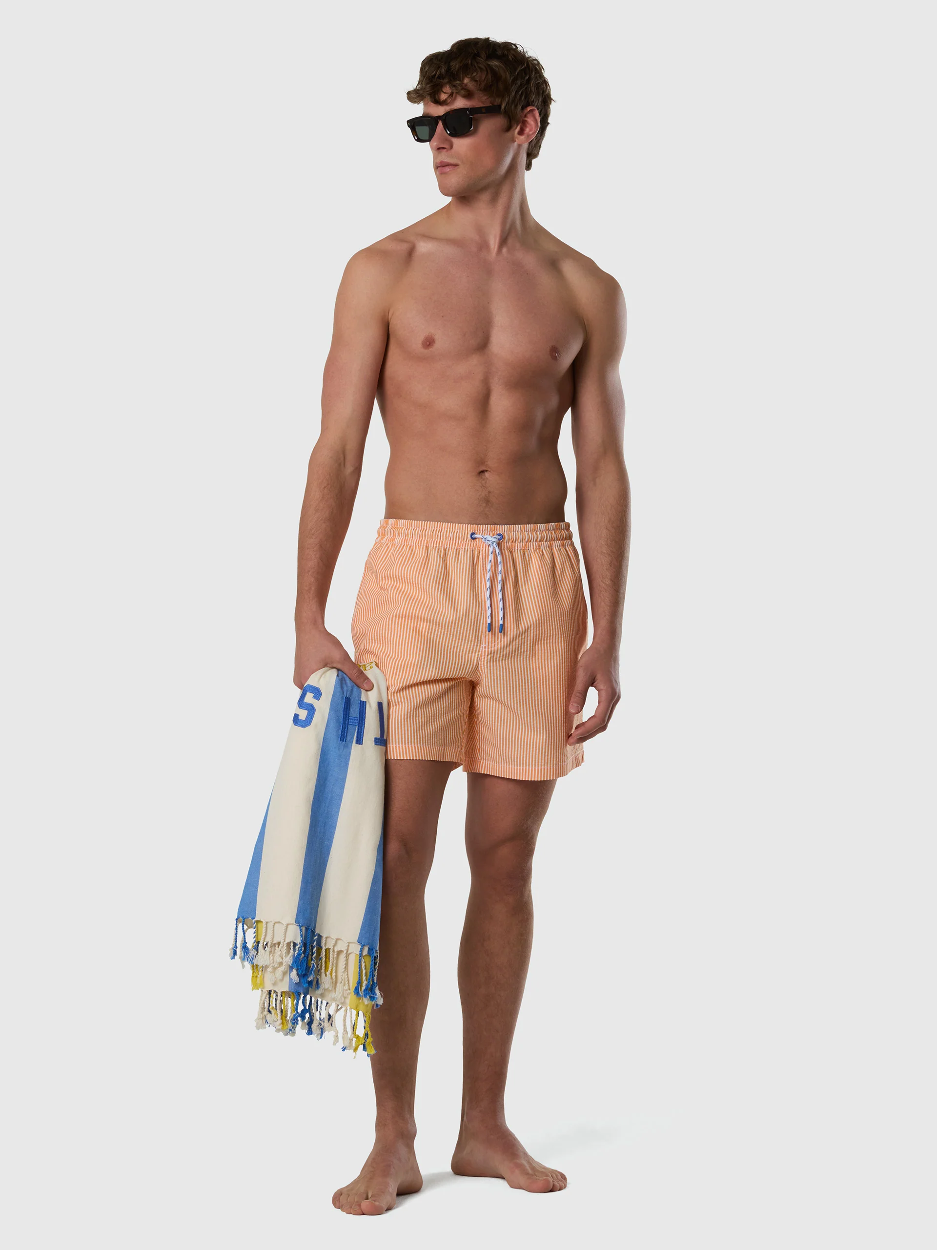 Striped seersucker swim shorts - Image 12