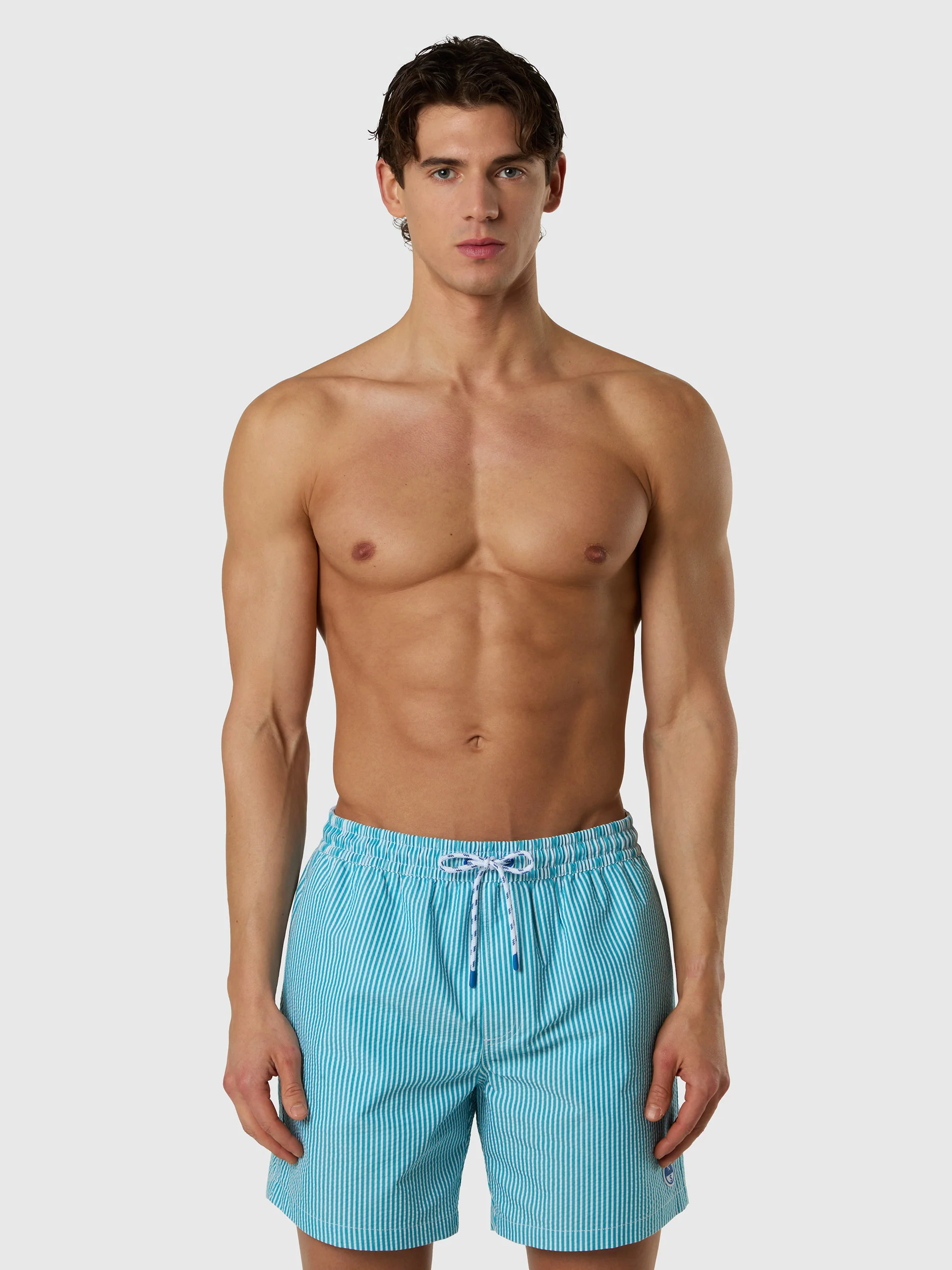 Striped seersucker swim shorts - Image 14