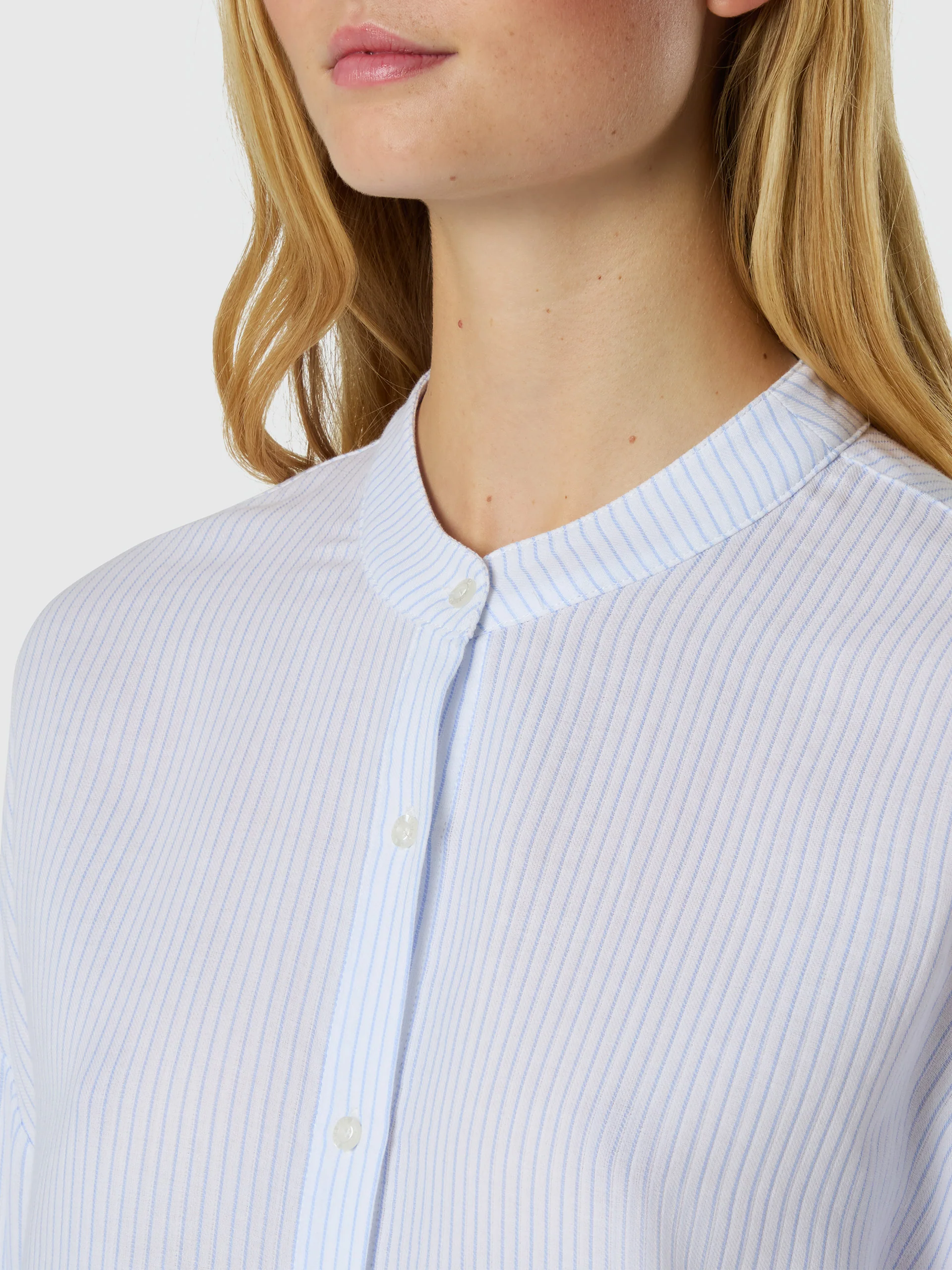Striped Mandarin collar blouse - Image 6