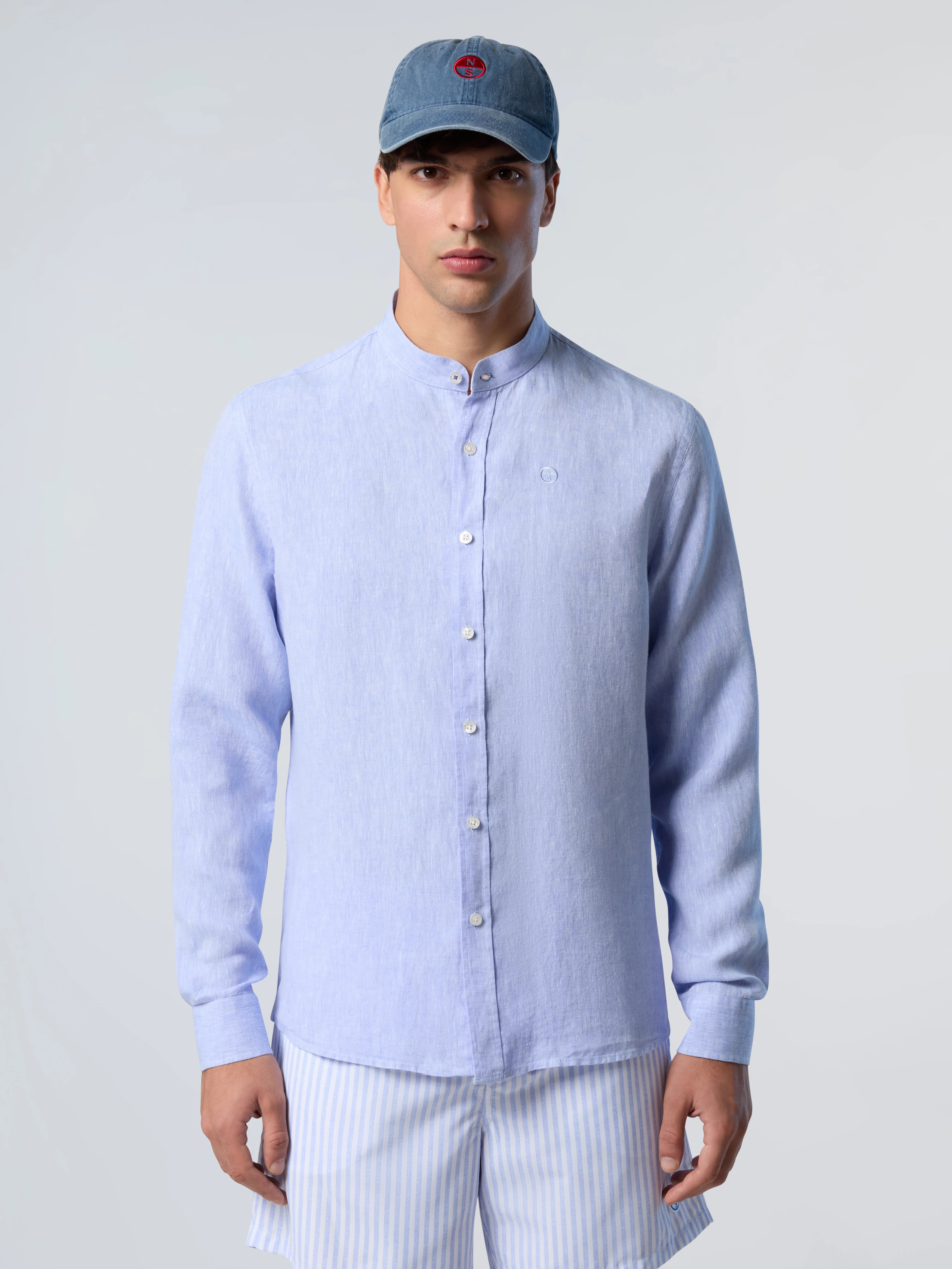 Mandarin shirt with embroidered logo - Image 7
