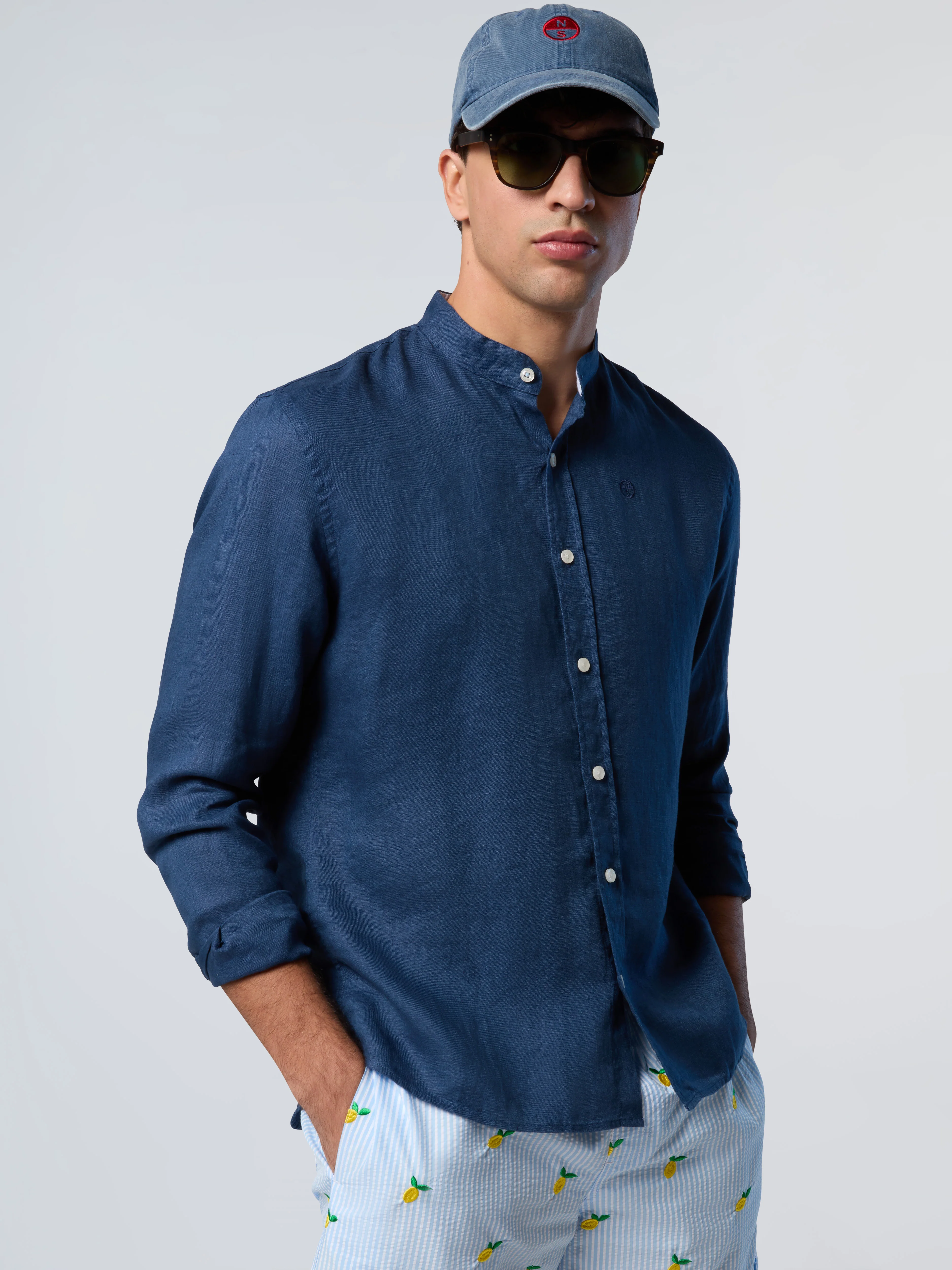 Mandarin shirt with embroidered logo - Image 20