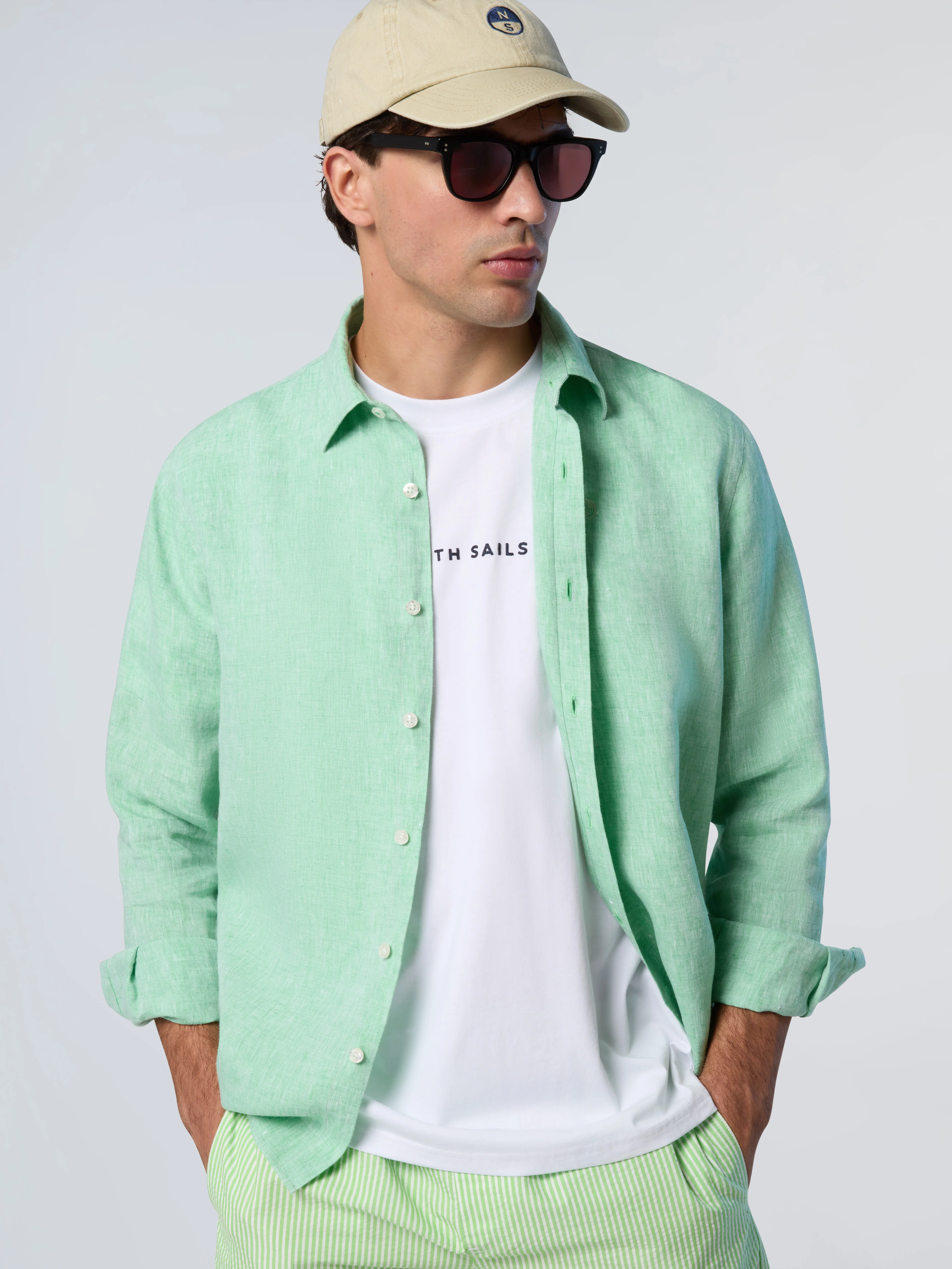 Linen shirt with embroidered logo - Image 26