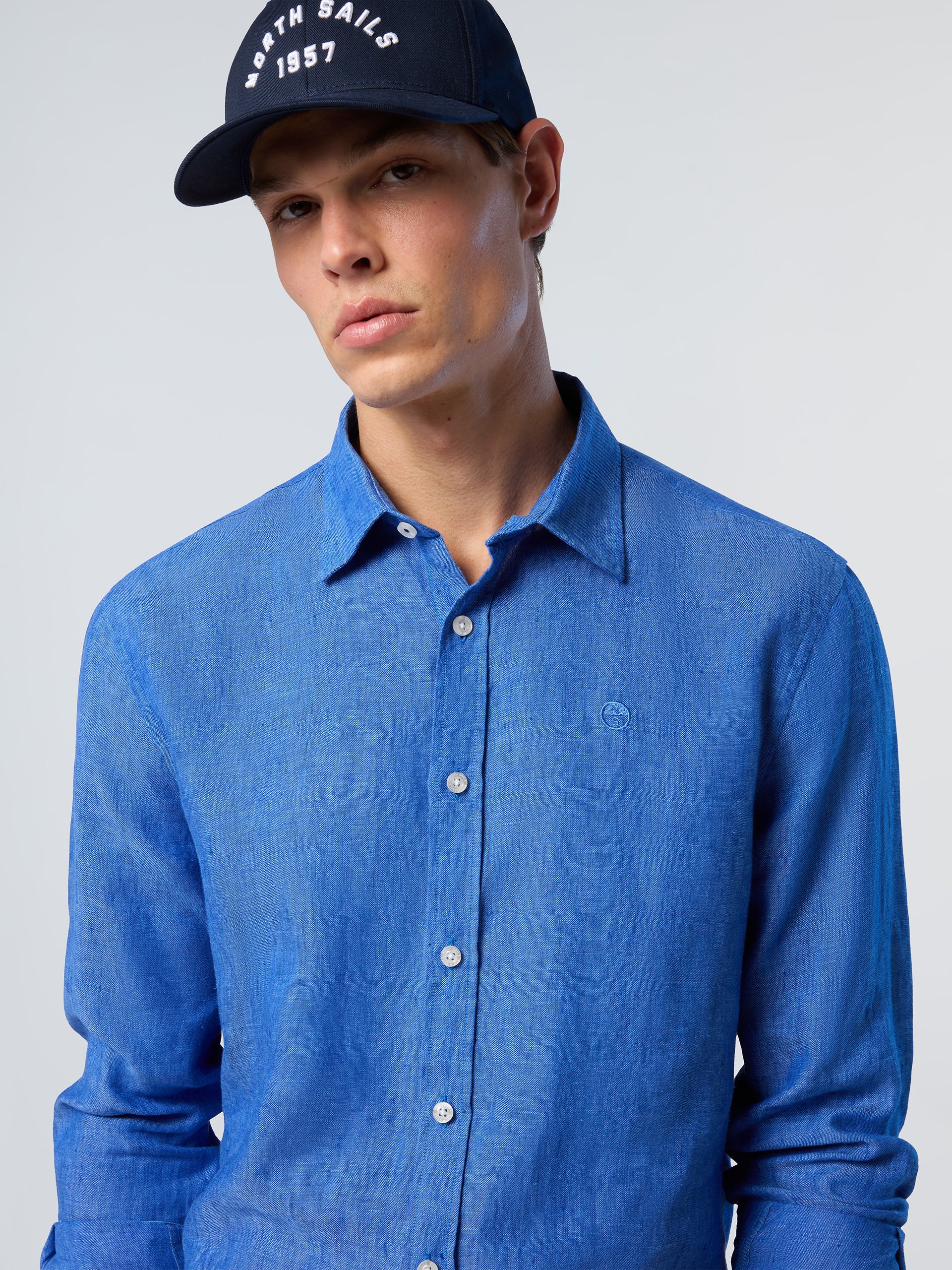 Linen shirt with embroidered logo - Image 55