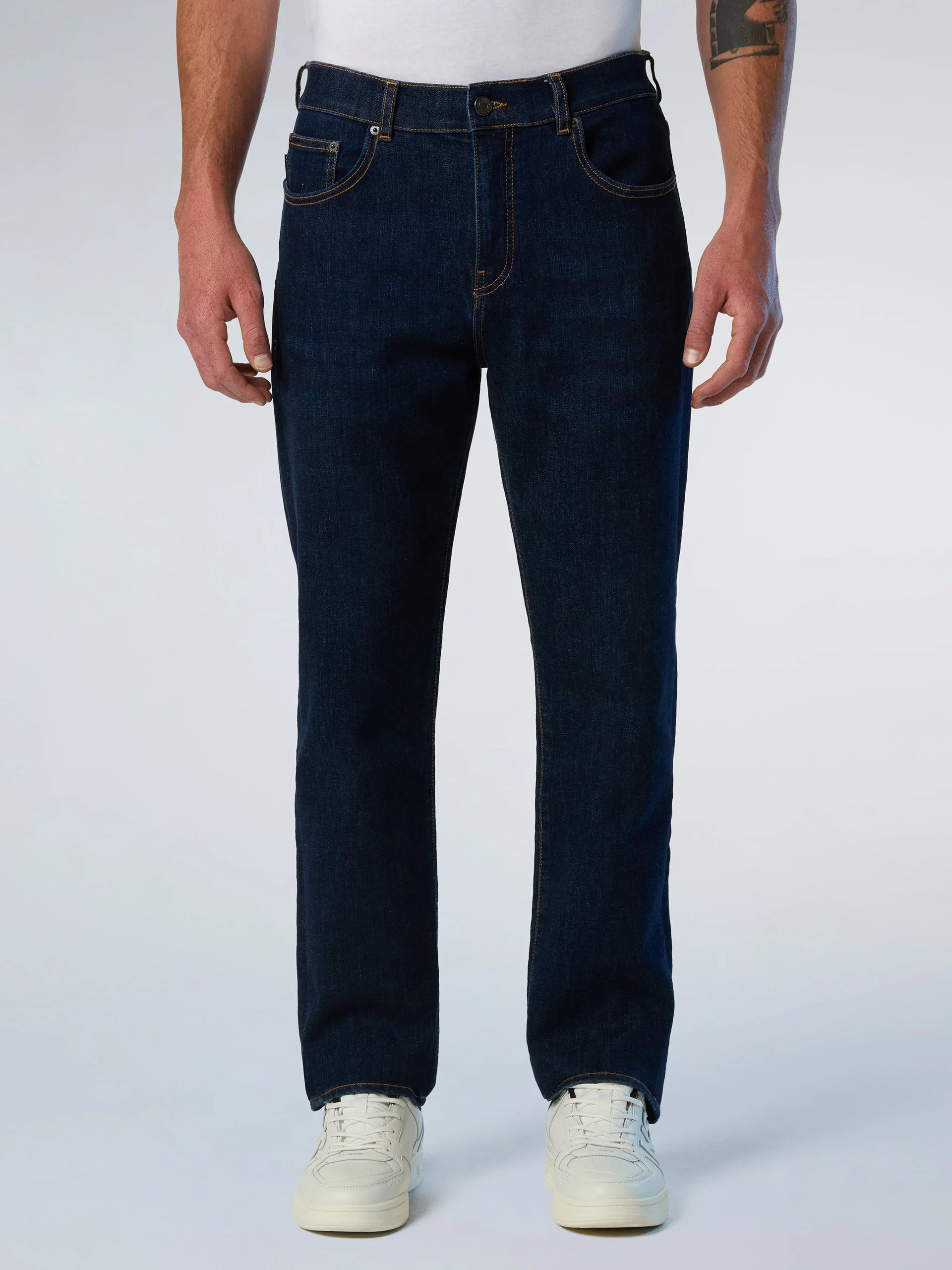 Stripe recycled denim jeans