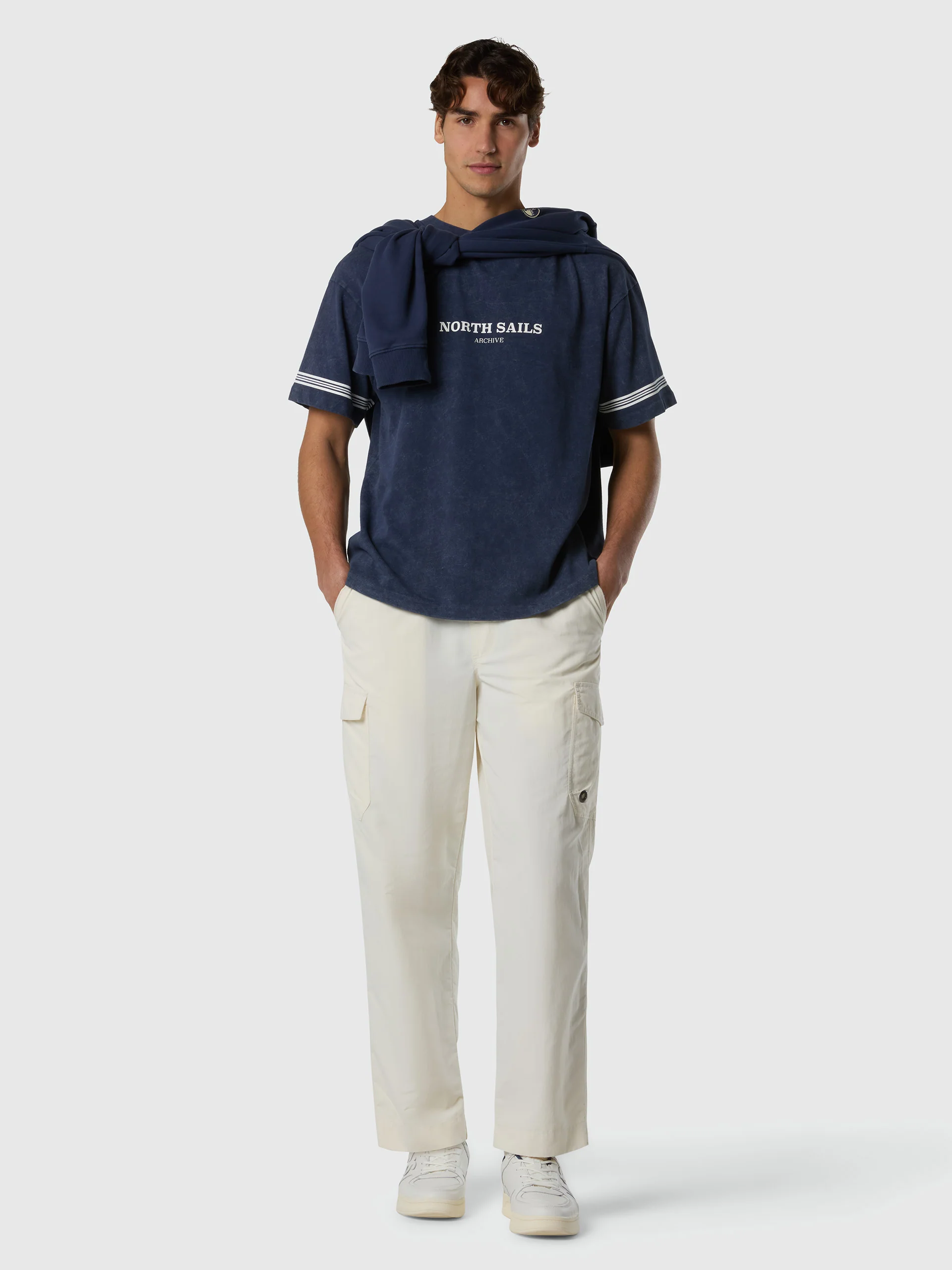 Archive T-shirt with striped sleeves - Image 5