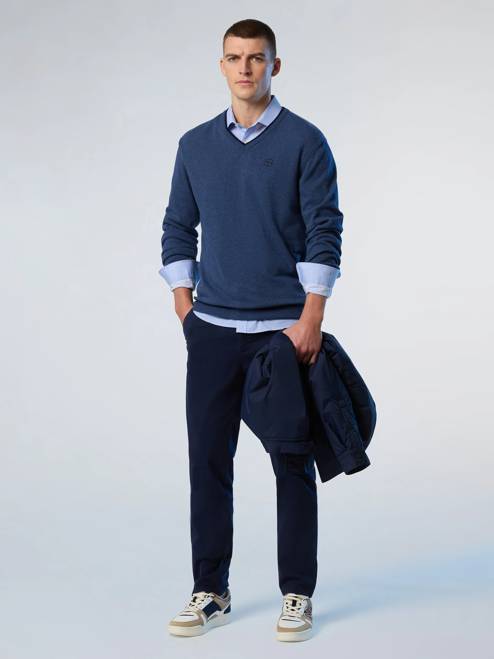 V-neck sweater with embroidered logo - Image 11