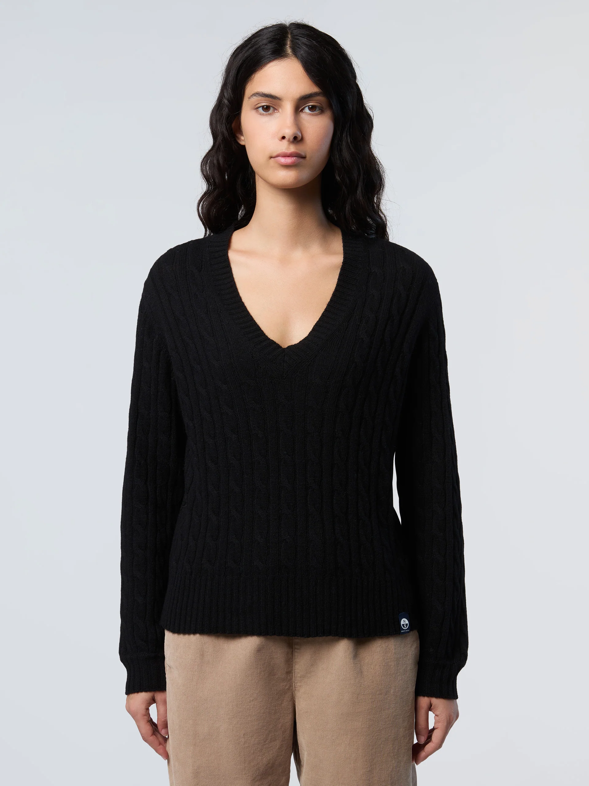 Cashmere Aran V-neck sweater - Image 14